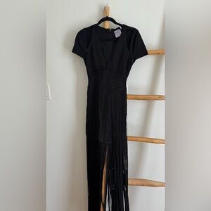 Herve Leger Black Fringe Midi Dress